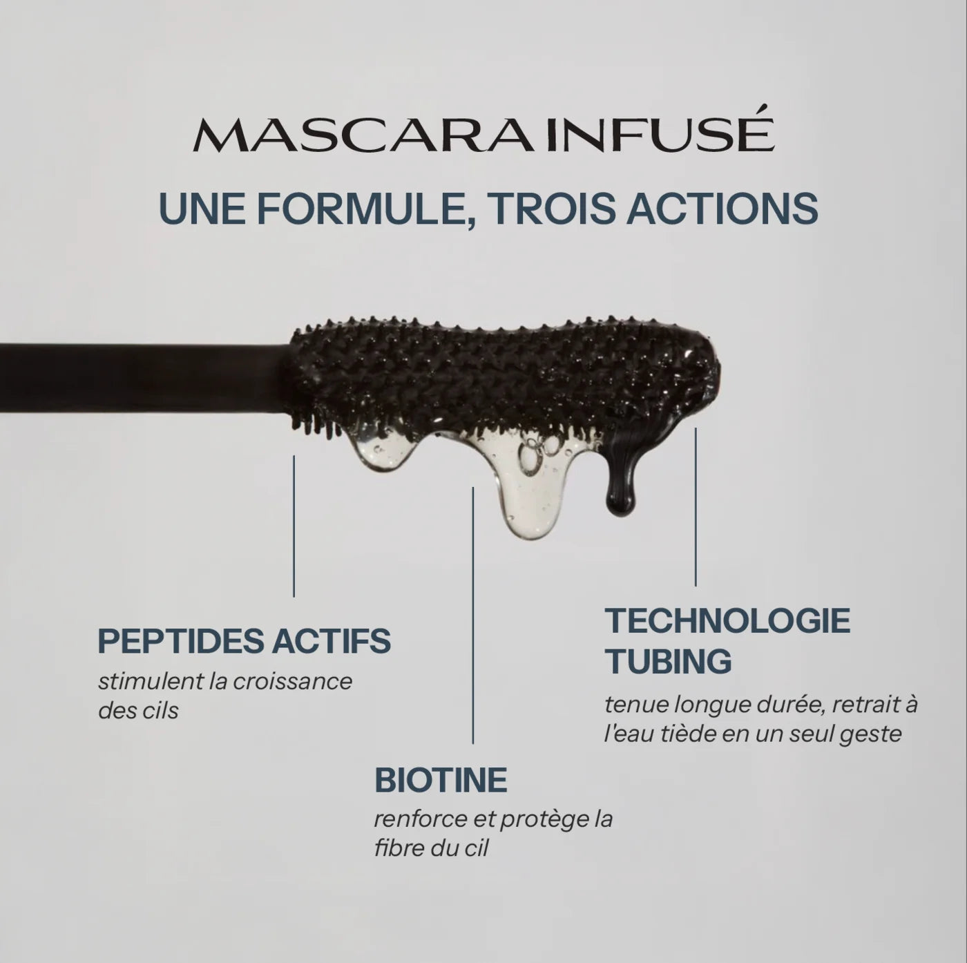 Mascara infusé - peptides, biotine, technologie tubing